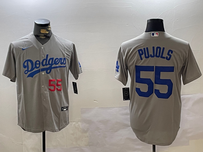 Men's Los Angeles Dodgers Albert Pujols #55 Gray Baseball Jersey